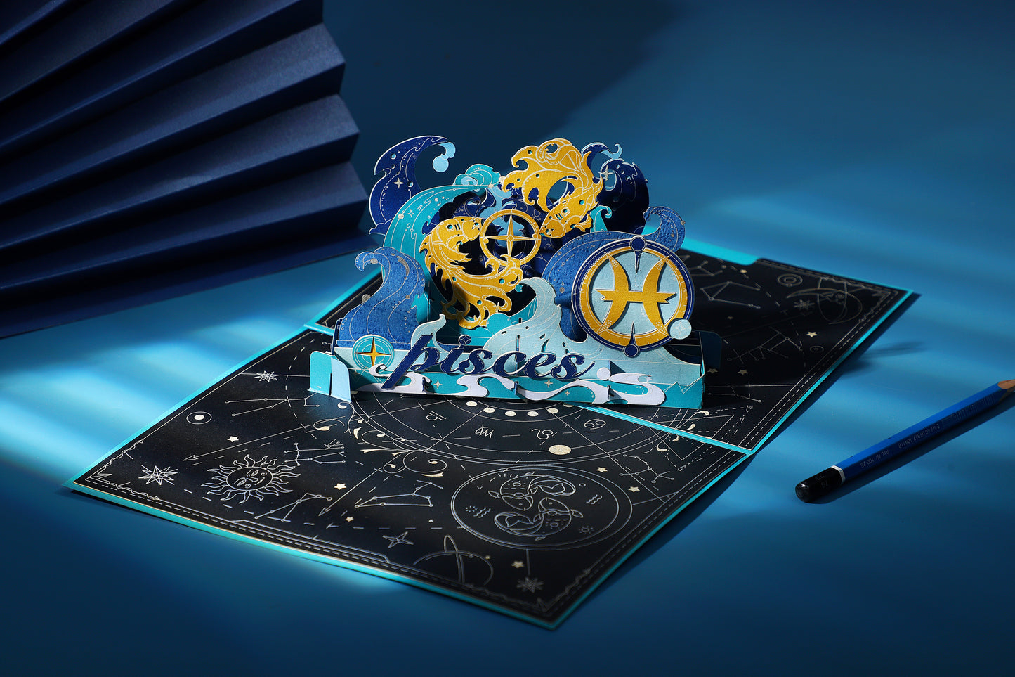 Pisces Zodiac Handmade 3D Pop-Up Card