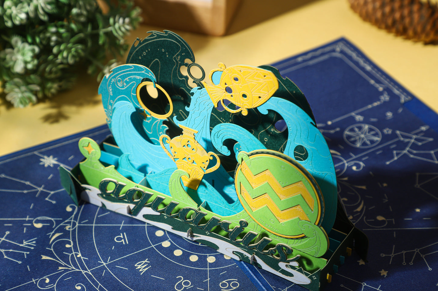 Aquarius Zodiac Handmade 3D Pop-Up Card