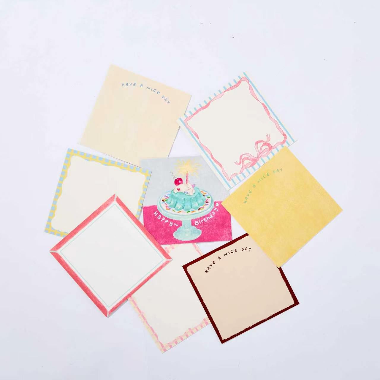 8-Piece Hand-Drawn Cake Birthday Card Set
