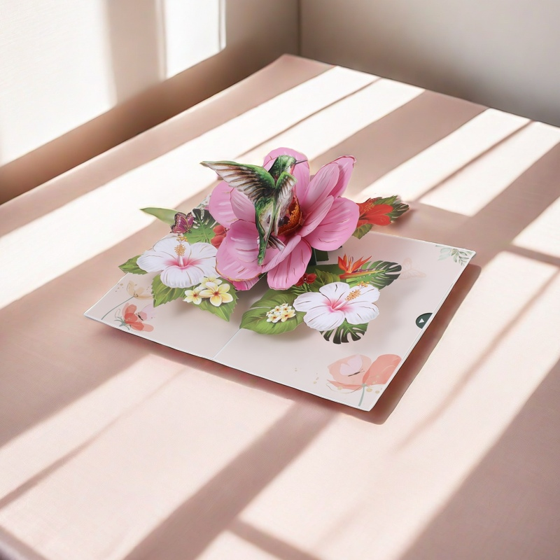 Enchanting 3D Hummingbird Garden Pop-Up Card