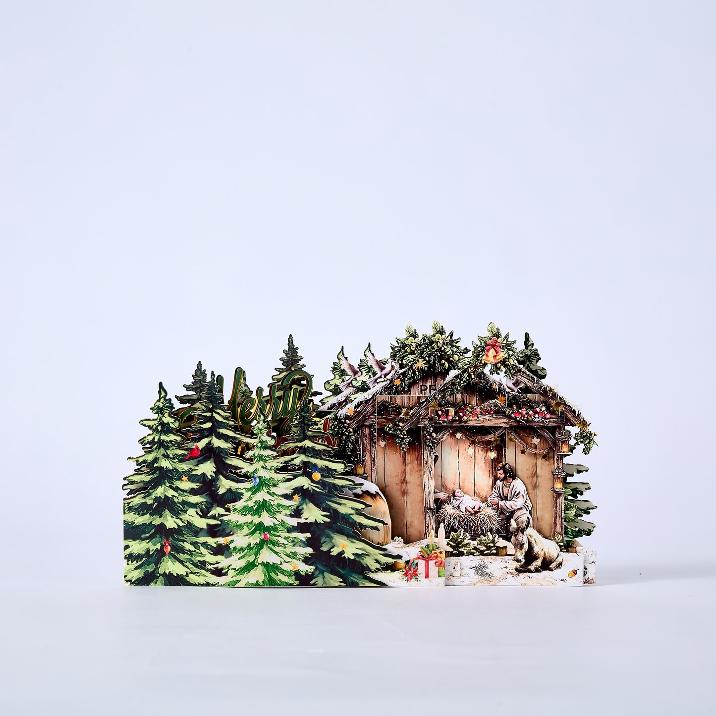 Nativity Christmas Musical Light Up Handmade 3D Pop-Up Card