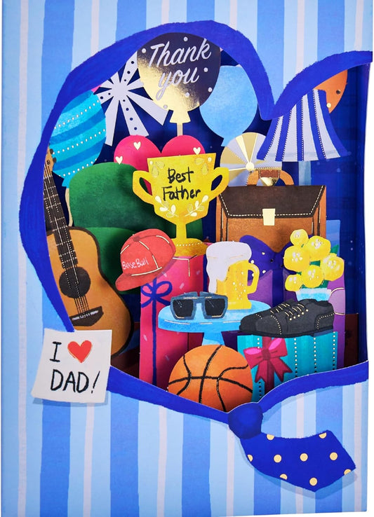 Gold Foil Gift Box for Dad Handmade 3D Pop-Up Card
