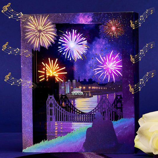 Romantic Fireworks Musical Light-Up 3D Pop-Up Greeting Card