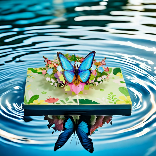 Azure Whisper Butterfly Pop-up Greeting Card