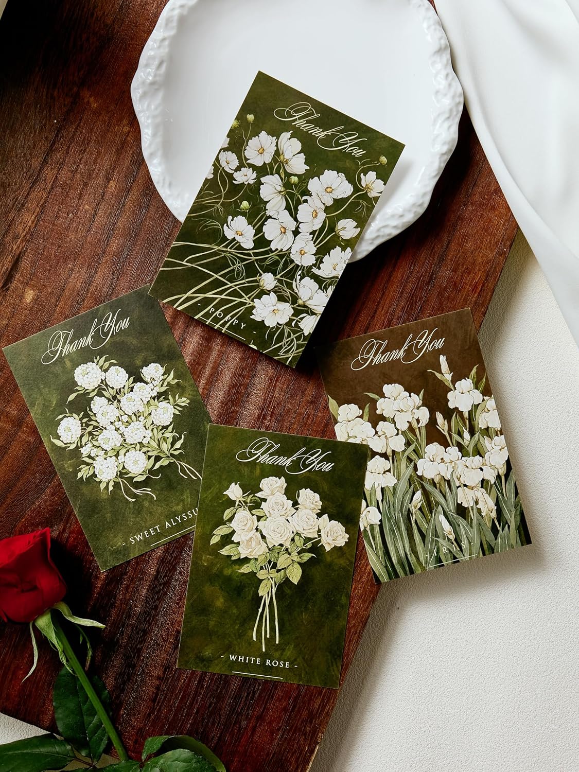 Vintage Botanical "Thank You" Postcard Set