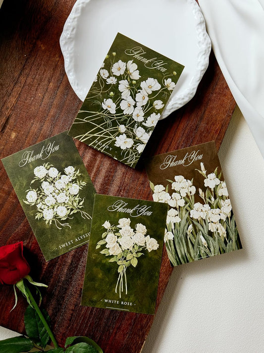 Vintage Botanical "Thank You" Postcard Set
