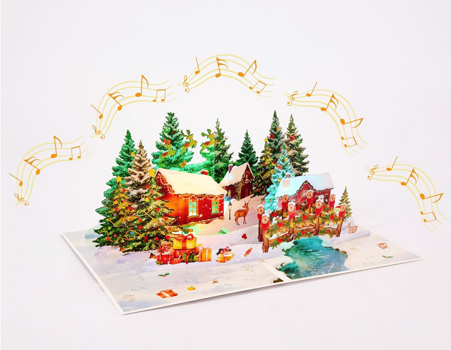 Musical 3D Snowy Village Christmas Greeting Card