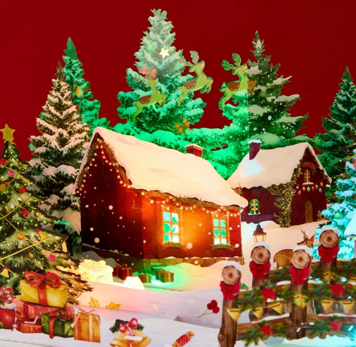 Musical 3D Snowy Village Christmas Greeting Card