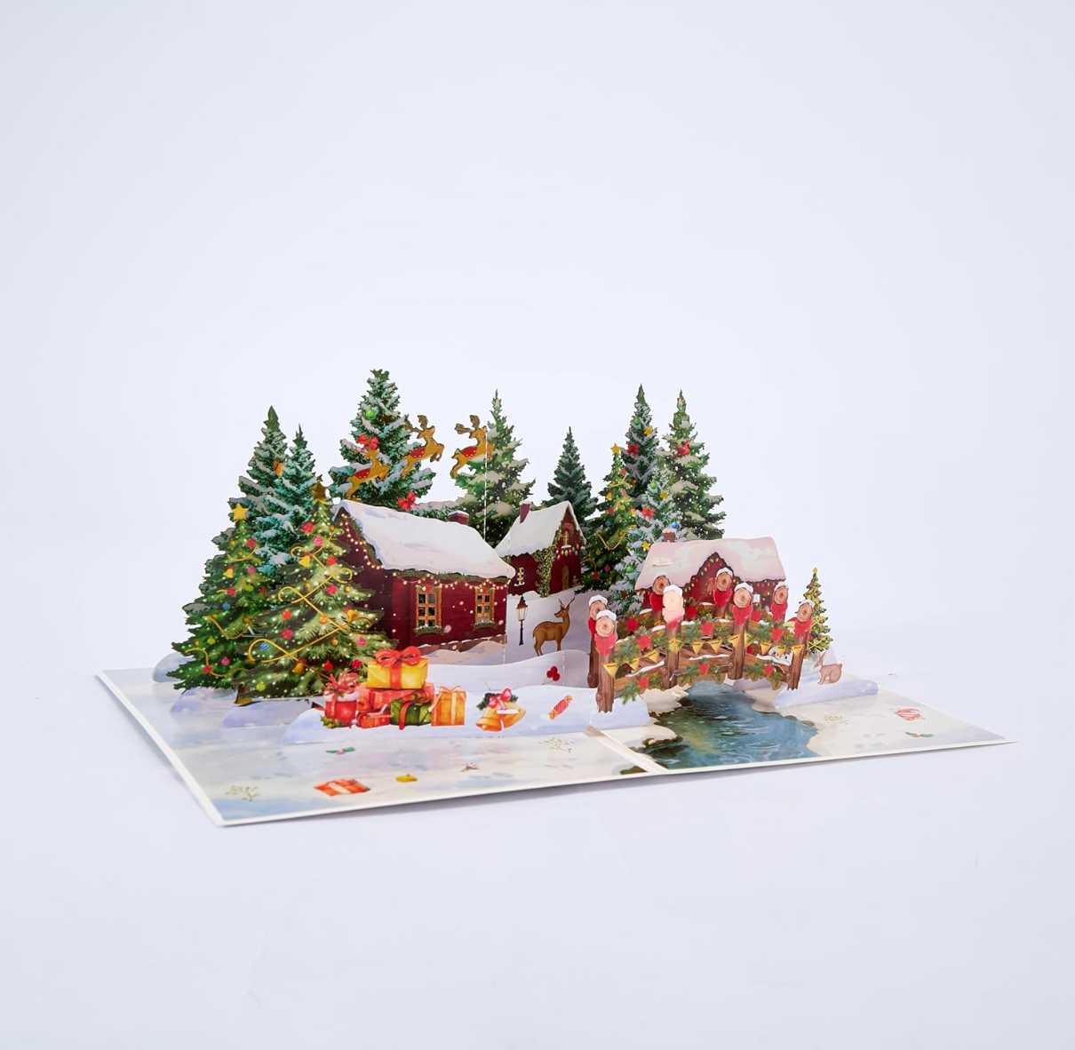 Musical 3D Snowy Village Christmas Greeting Card