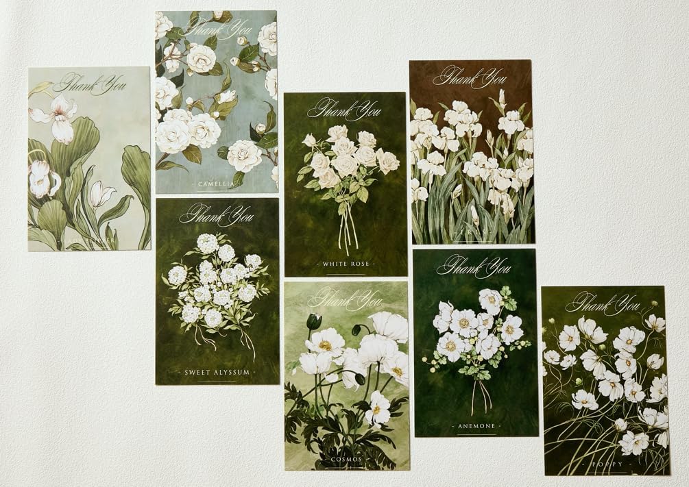 Vintage Botanical "Thank You" Postcard Set