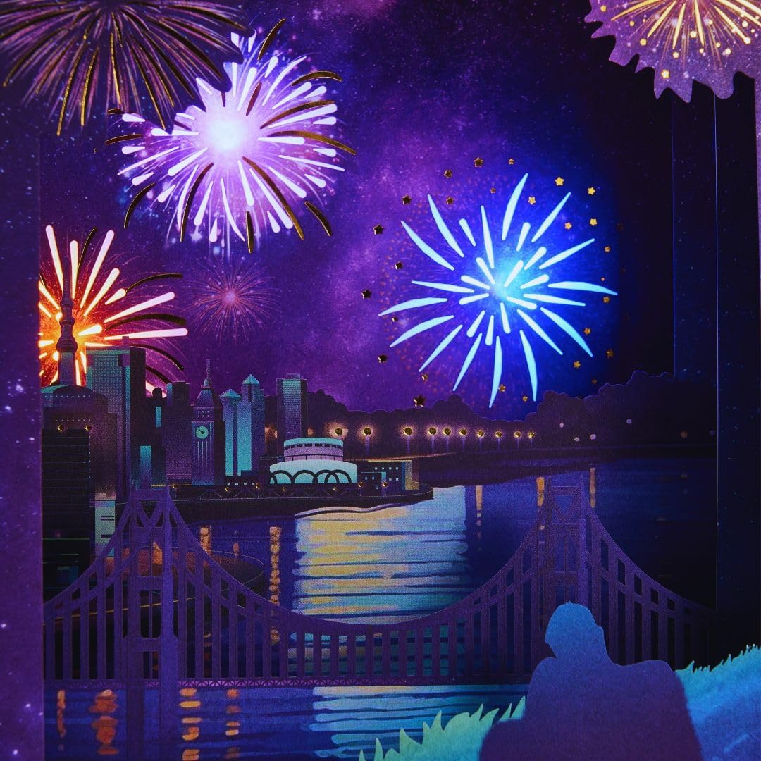 Romantic Fireworks Musical Light-Up 3D Pop-Up Greeting Card