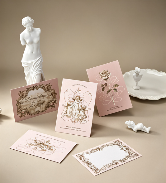 6-Piece Vintage Baroque Cupid Floral Love Series Greeting Card Set