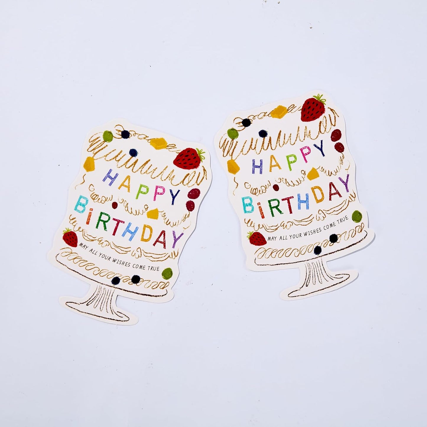 Birthday Cake Watercolor Shaped Handwritten Note Card Set of 10
