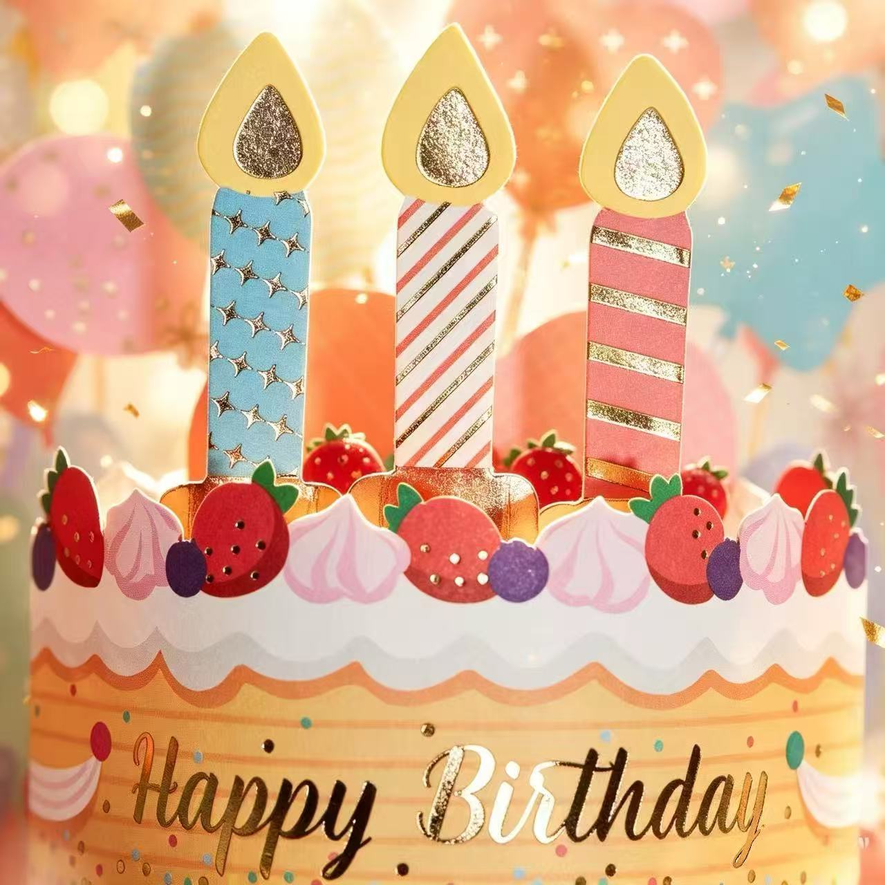 Birthday Cake Handmade 3D Pop-Up Birthday Card