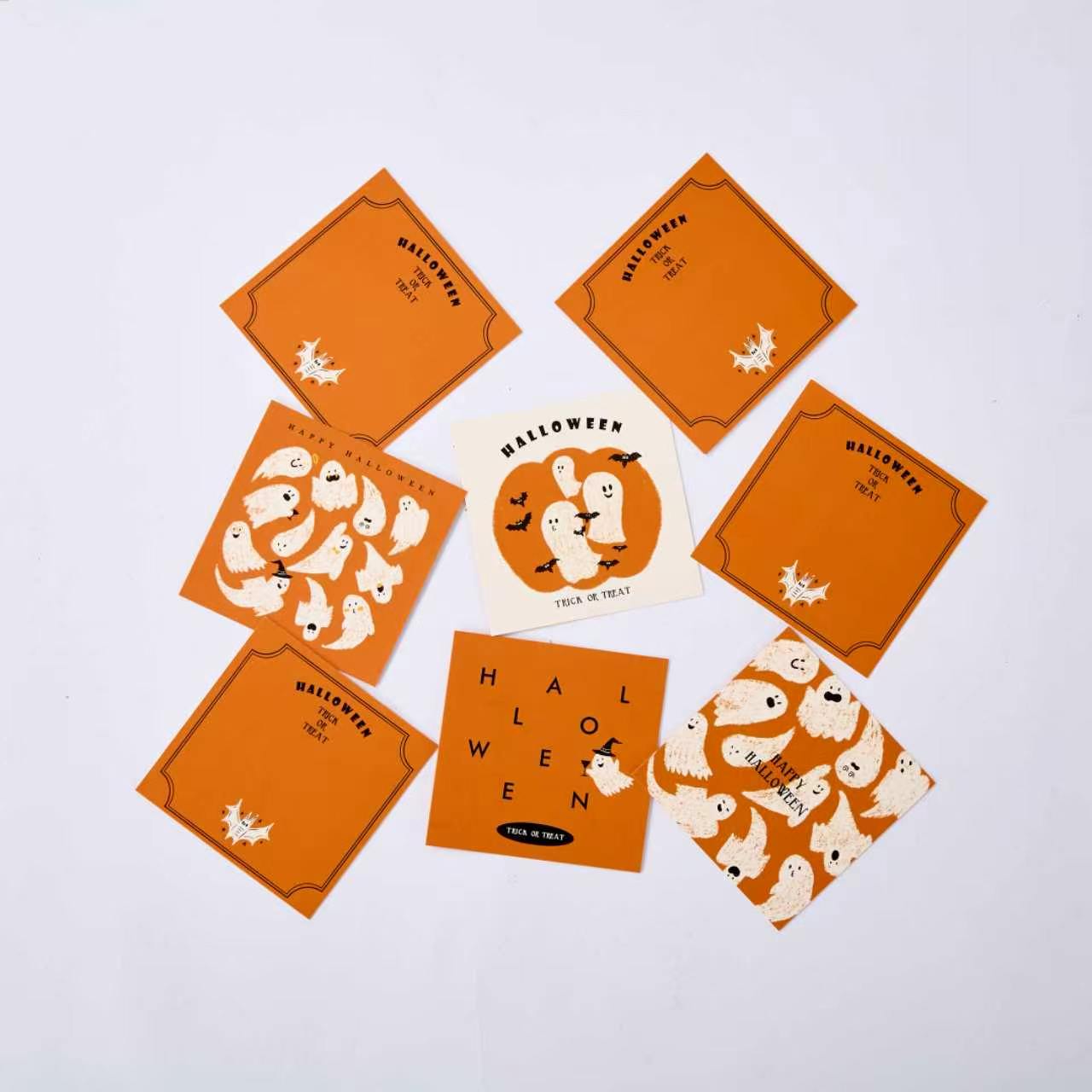 8-Piece Cute Ghost Halloween Card Set