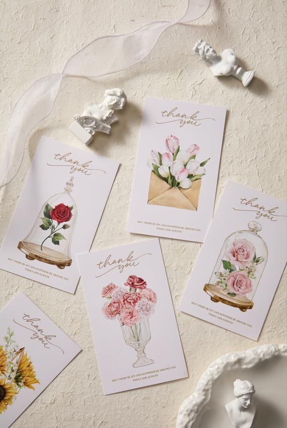 10-Piece Botanical Watercolor "Thank You" Card Set
