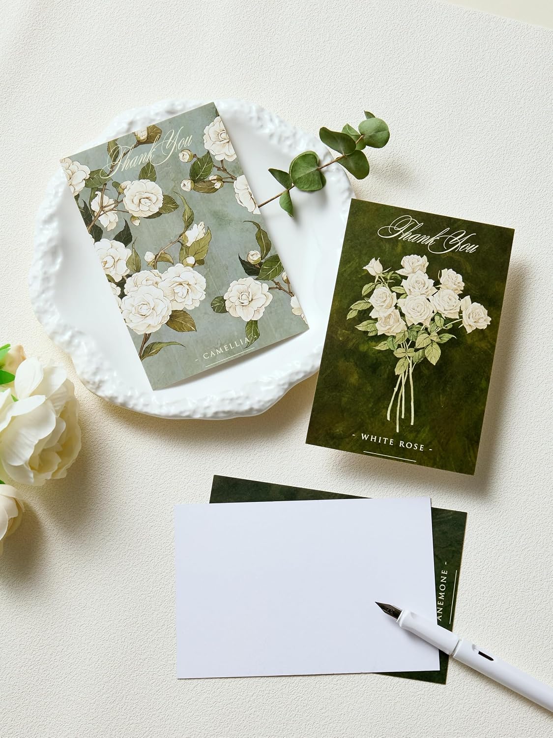 Vintage Botanical "Thank You" Postcard Set