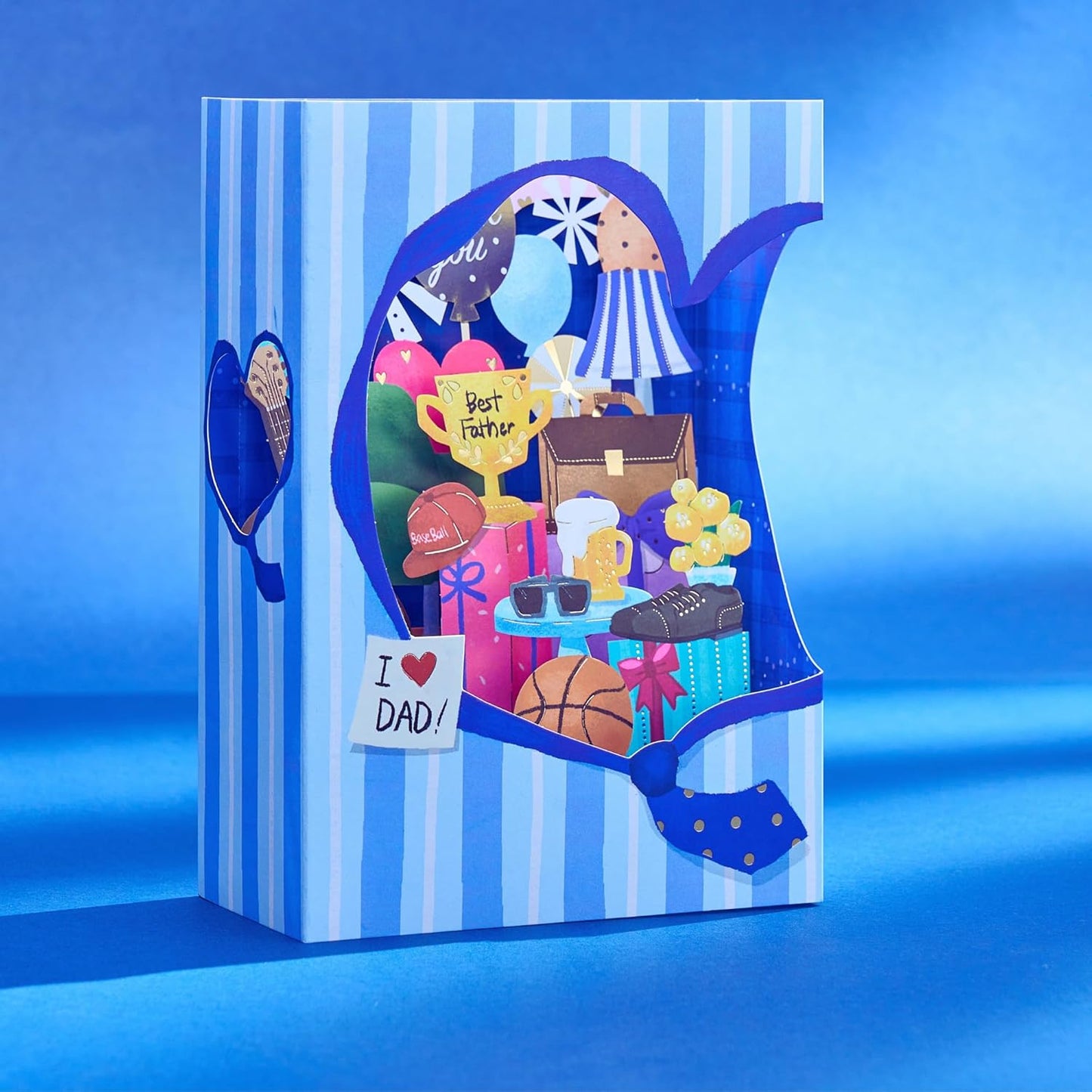 Gold Foil Gift Box for Dad Handmade 3D Pop-Up Card