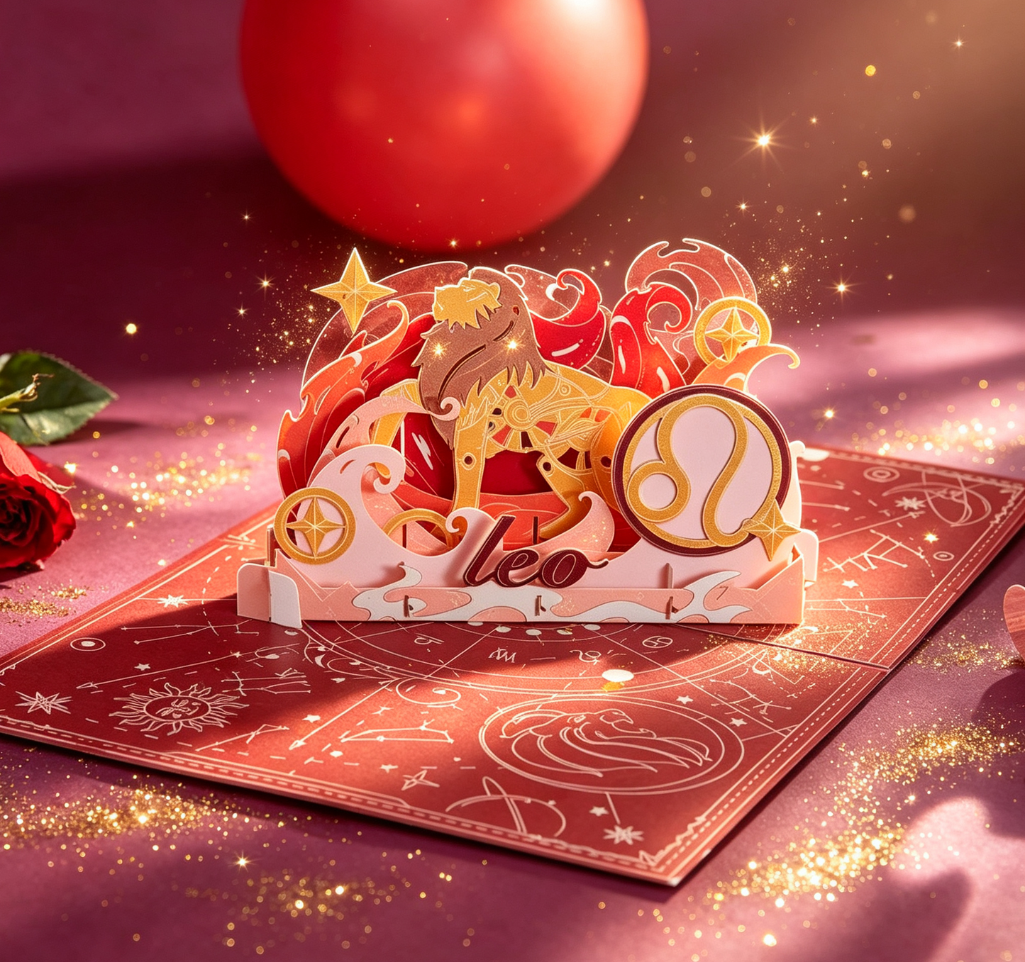 Leo Zodiac Handmade 3D Pop-Up Card
