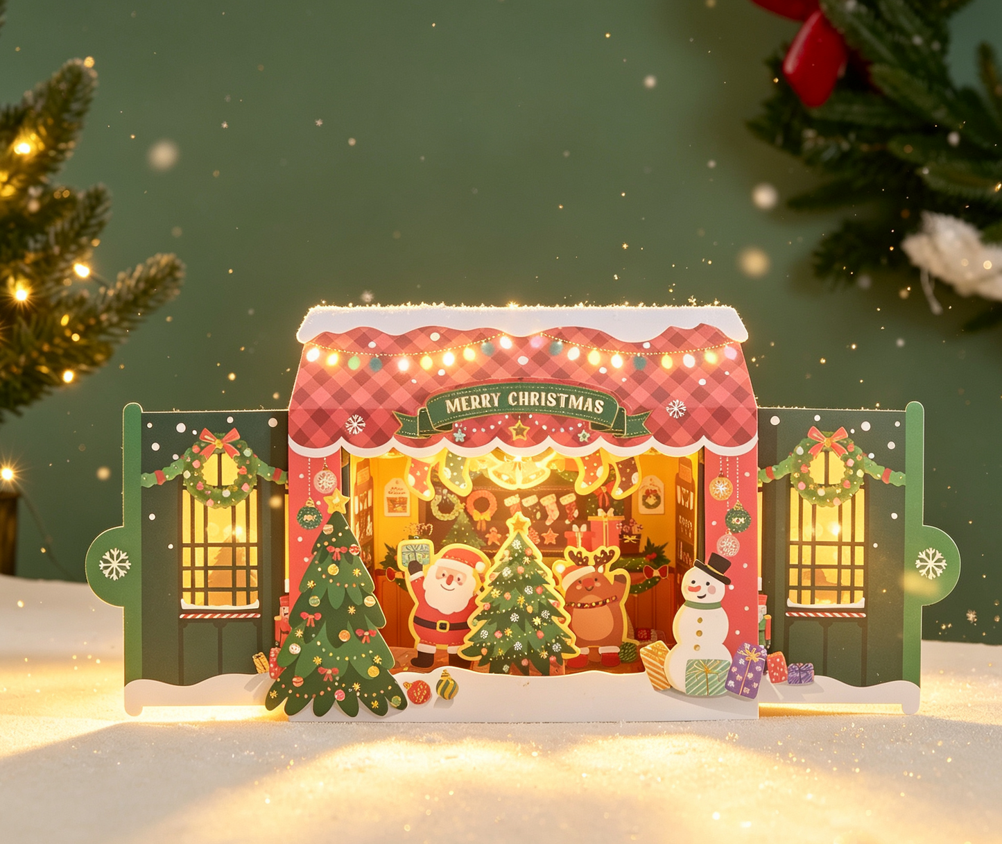 The Handcrafted 3D Christmas Shop Pop-Up Card
