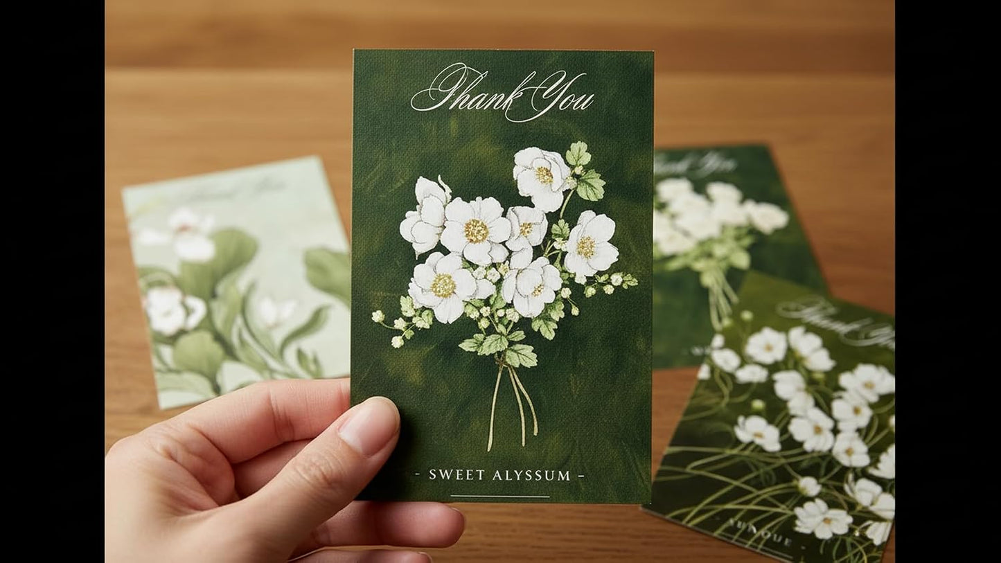 Vintage Botanical "Thank You" Postcard Set
