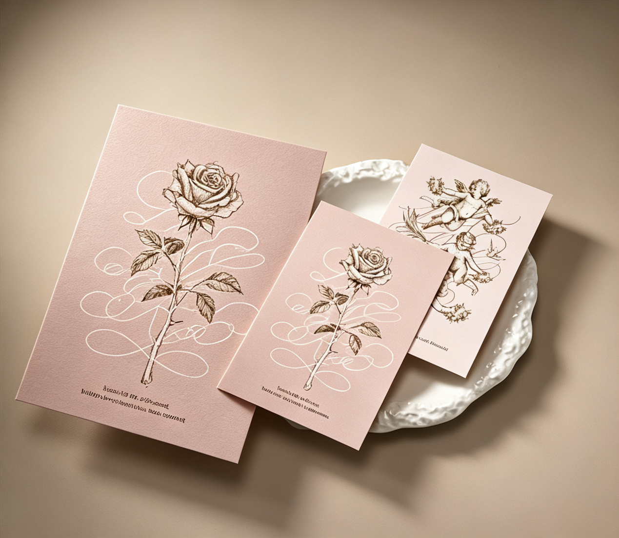 6-Piece Vintage Baroque Cupid Floral Love Series Greeting Card Set