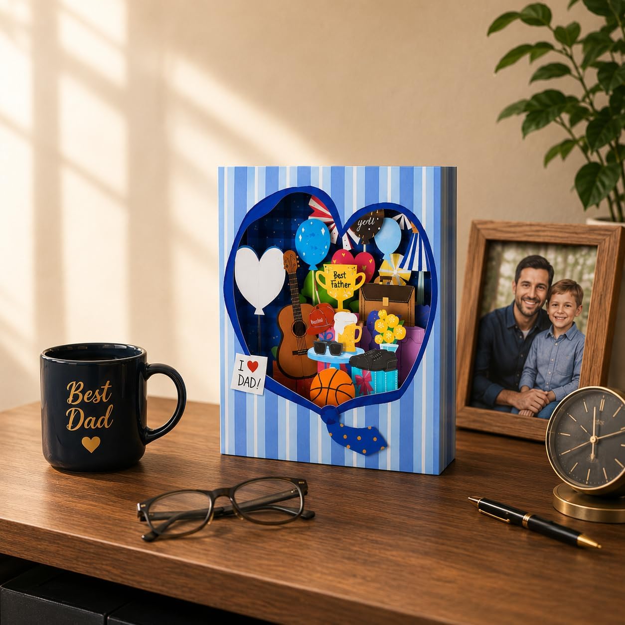 Gold Foil Gift Box for Dad Handmade 3D Pop-Up Card