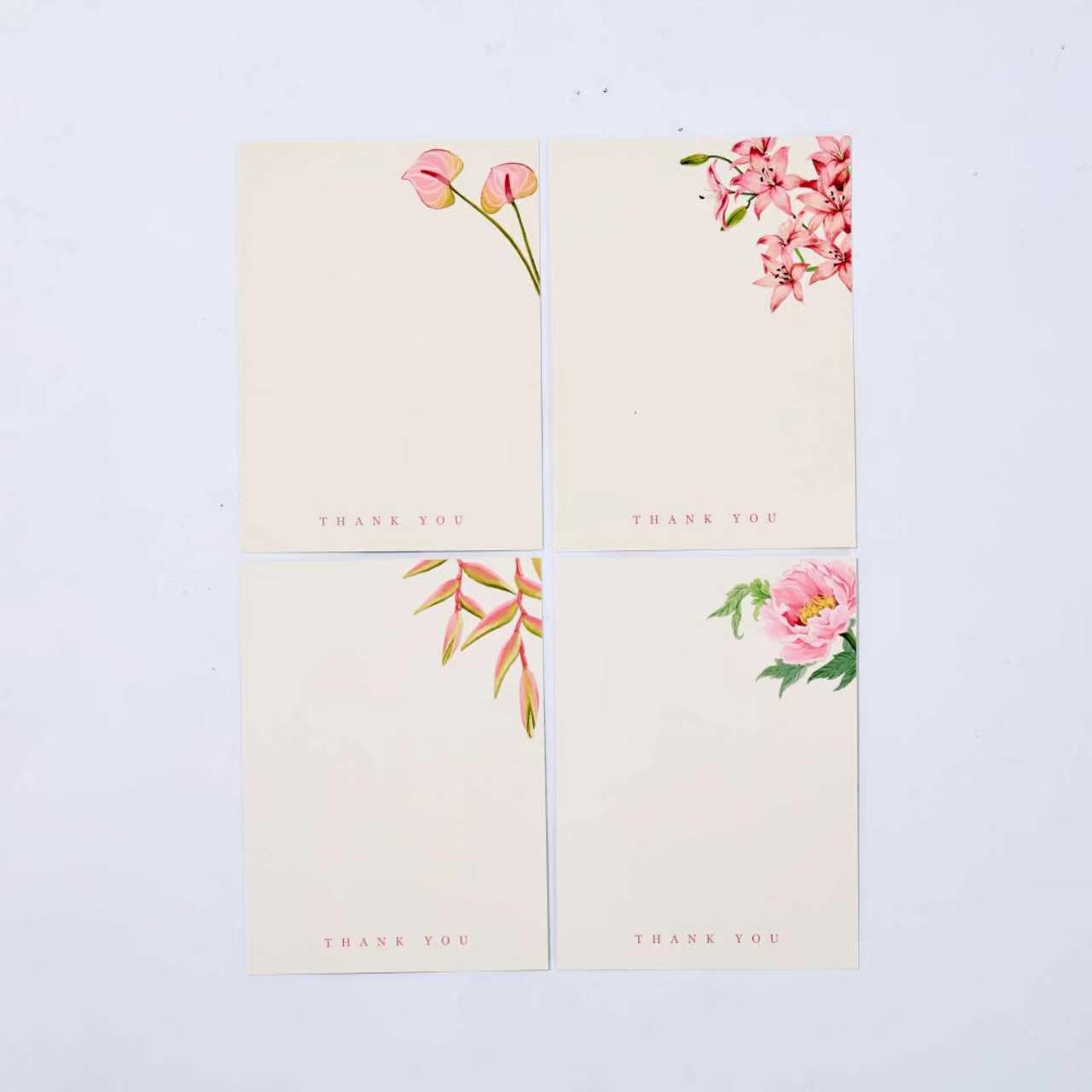 10-Piece Elegant Porcelain Floral "Thank You" Card Set