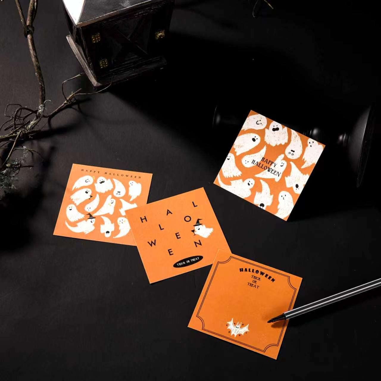 8-Piece Cute Ghost Halloween Card Set