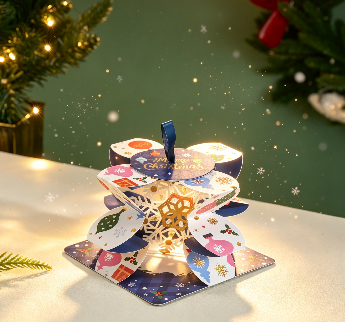 The Handcrafted 3D Christmas Light Pop-Up Card