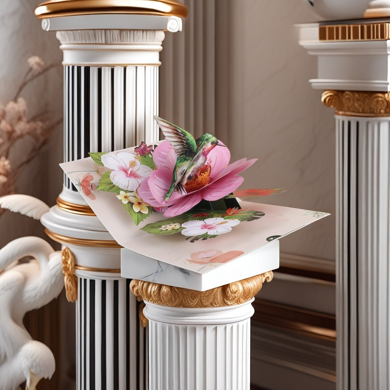 Enchanting 3D Hummingbird Garden Pop-Up Card