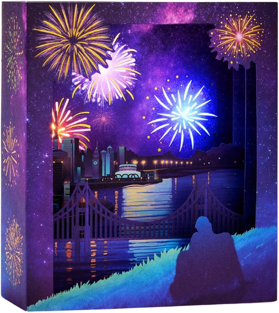 Romantic Fireworks Musical Light-Up 3D Pop-Up Greeting Card