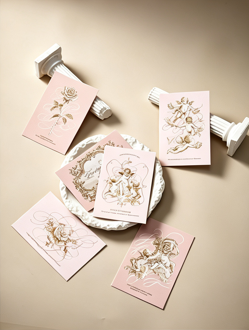 6-Piece Vintage Baroque Cupid Floral Love Series Greeting Card Set