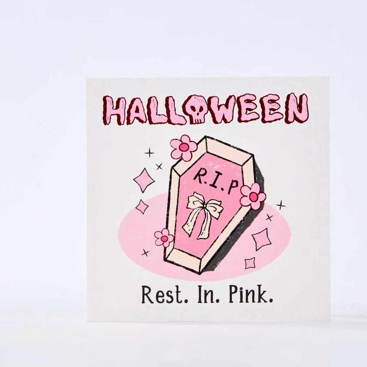 10-Piece Pink Kawaii Halloween Card Set