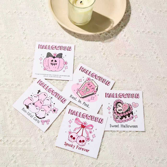 10-Piece Pink Kawaii Halloween Card Set