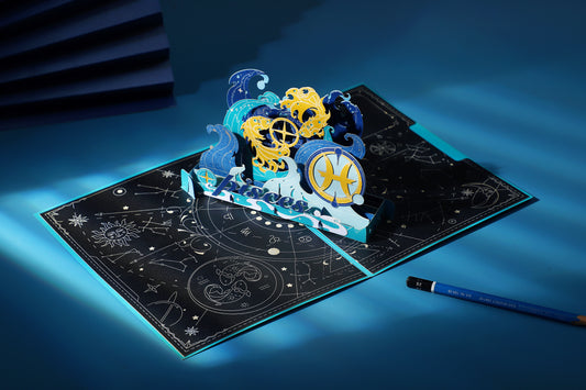 Pisces Zodiac Handmade 3D Pop-Up Card