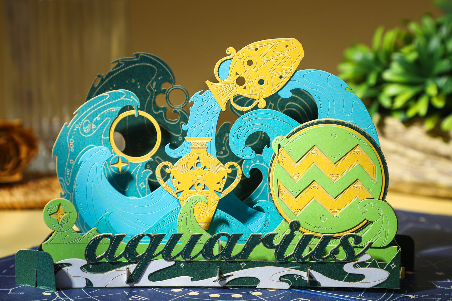 Aquarius Zodiac Handmade 3D Pop-Up Card