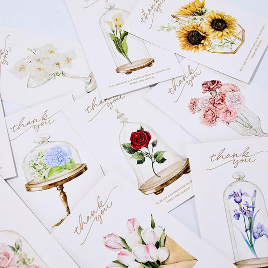 10-Piece Botanical Watercolor "Thank You" Card Set