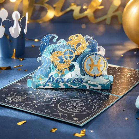 Pisces Zodiac Handmade 3D Pop-Up Card