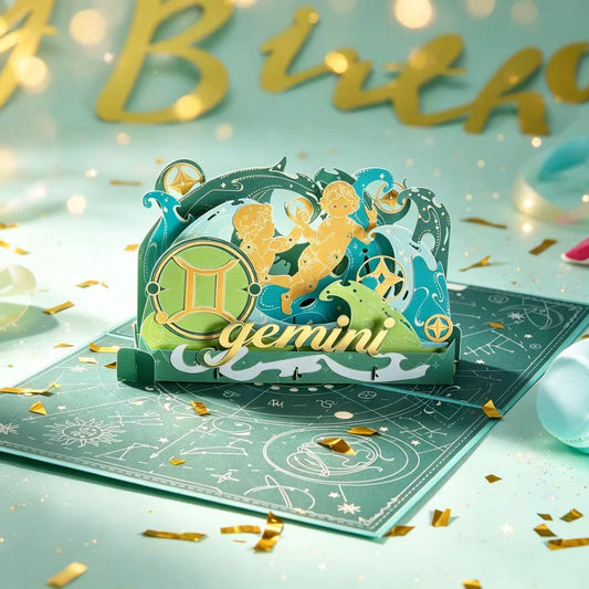 Gemini Zodiac Handmade 3D Pop-Up Card