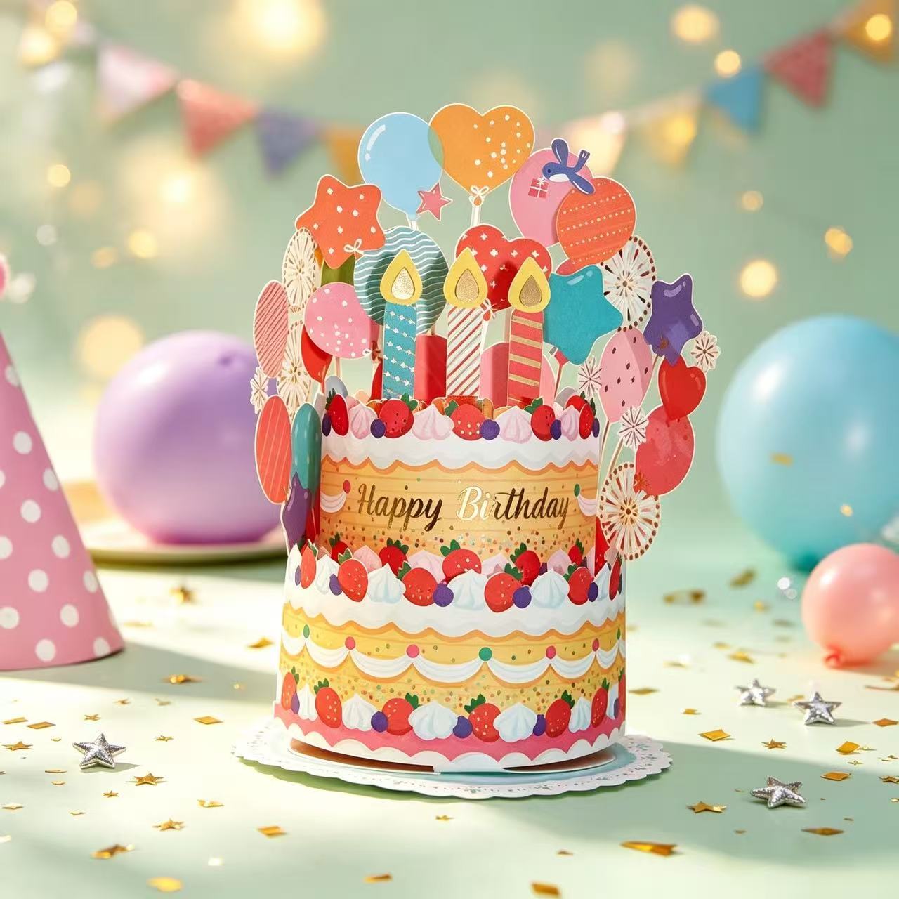 Birthday Cake Handmade 3D Pop-Up Birthday Card