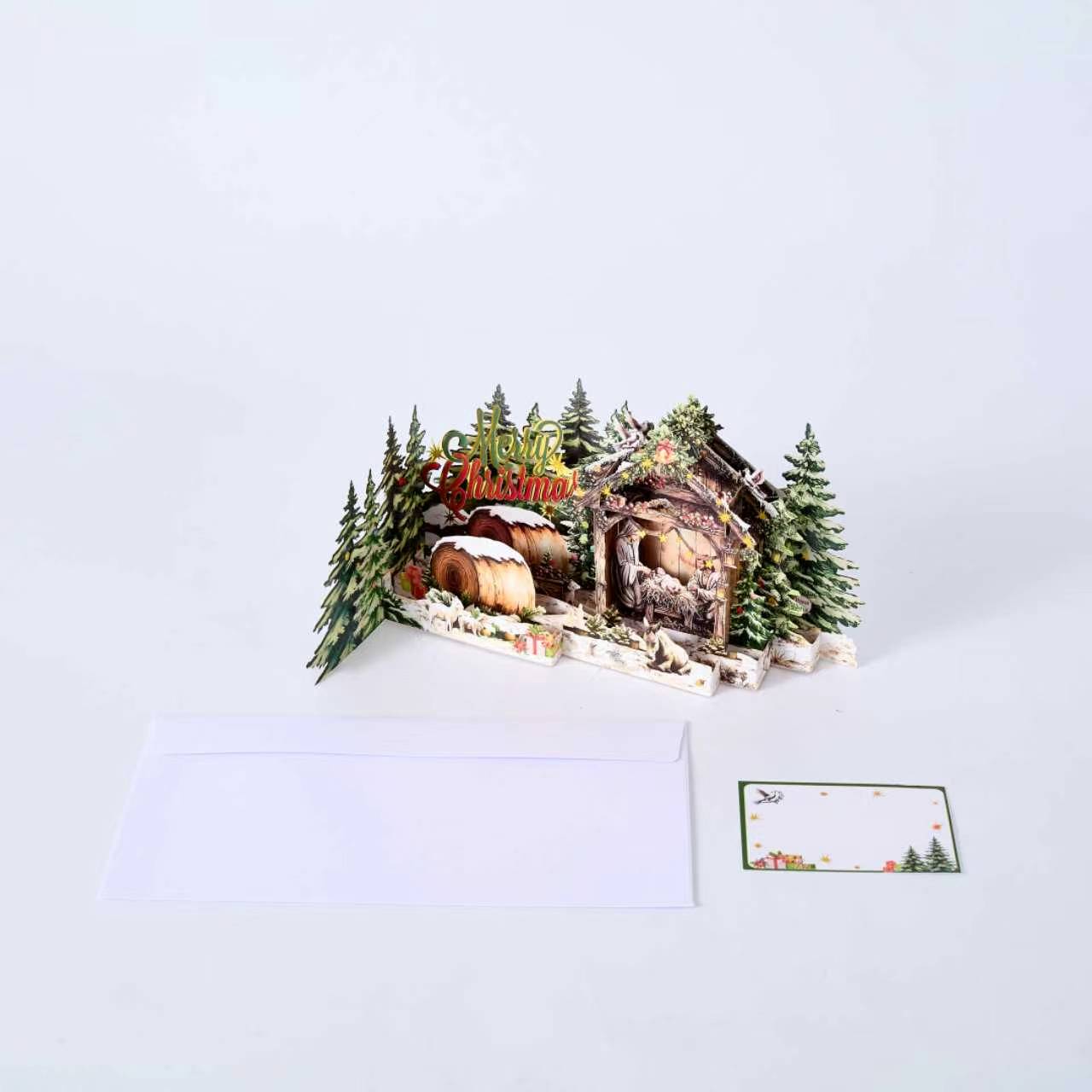 Nativity Christmas Musical Light Up Handmade 3D Pop-Up Card