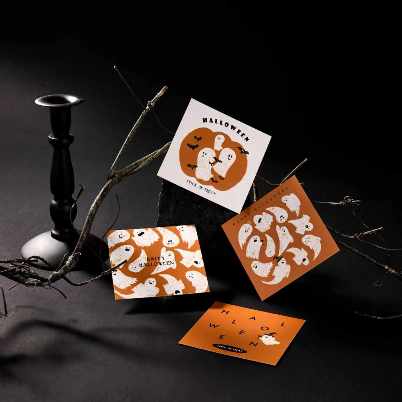 8-Piece Cute Ghost Halloween Card Set