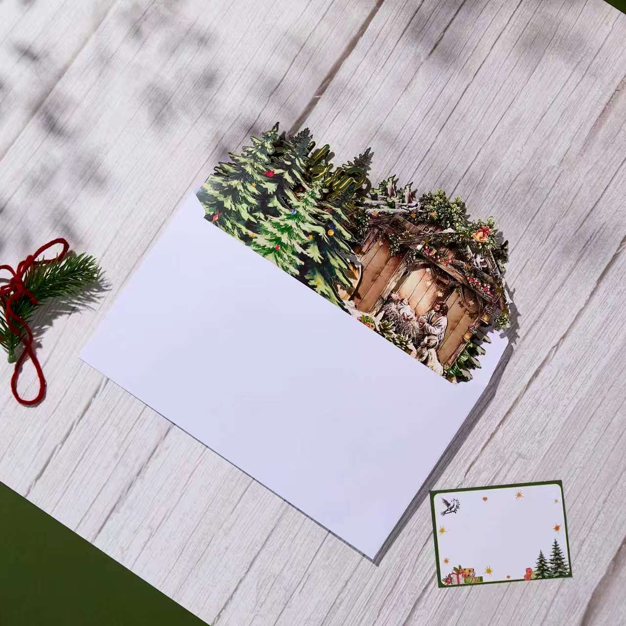 Nativity Christmas Musical Light Up Handmade 3D Pop-Up Card